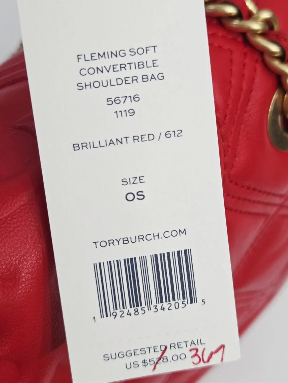 LIKE NEW TORY BURCH FLEMING SOFT CONVERTIBLE SHOULDER BAG - BRILLIANT RED
